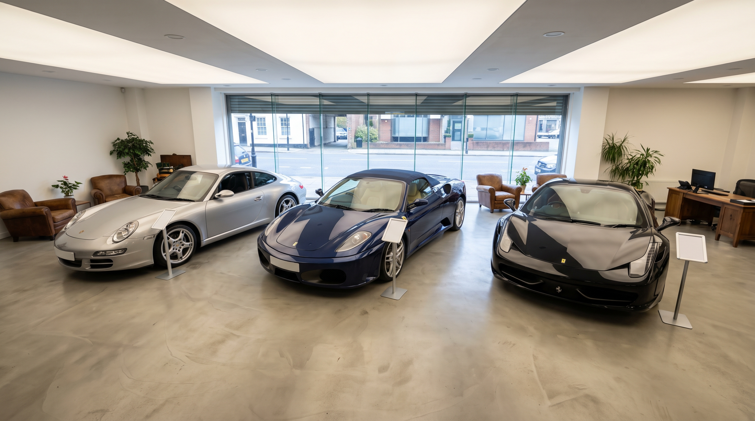 Used exotic cars in a showroom, the most reliable way to afford a supercar