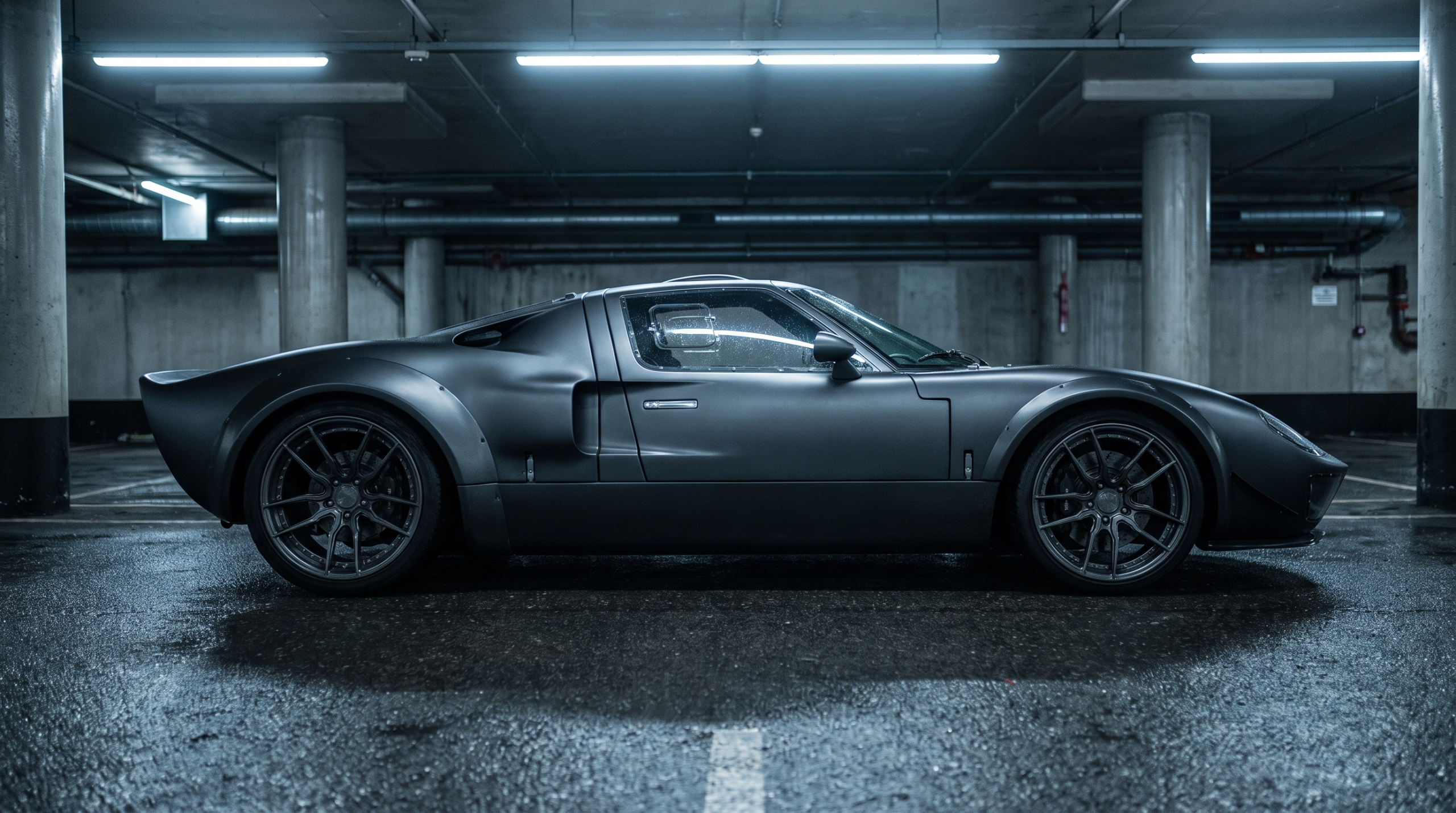 Mid-engined supercar fitted with staggered aftermarket wheels