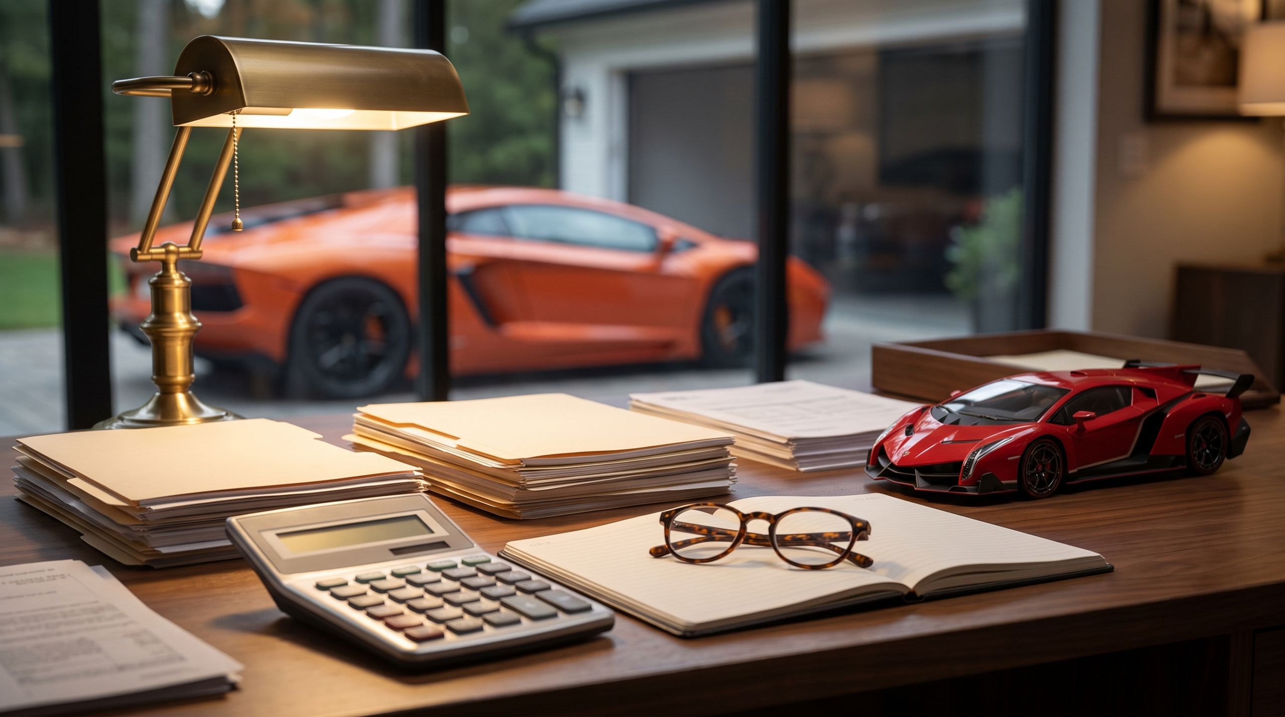 Budgeting the full cost of purchasing an exotic car — illustrative rendering