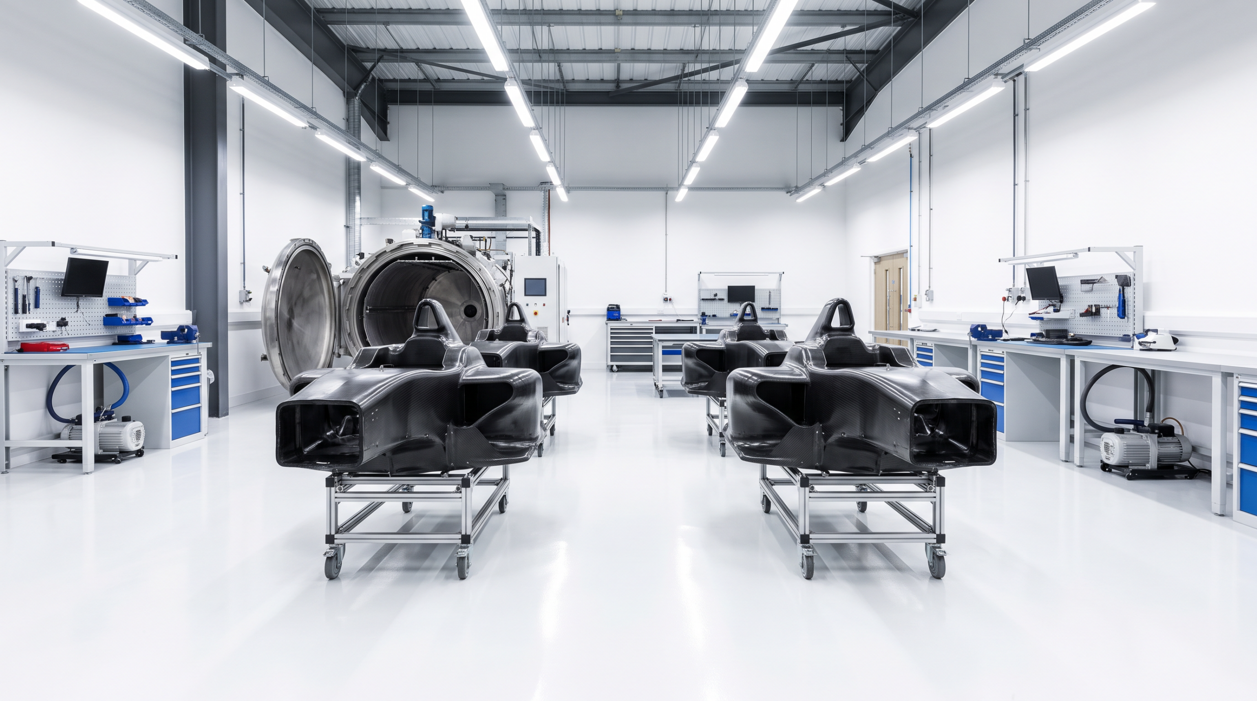 Racing car factory floor of the kind the Cadillac F1 team built from scratch