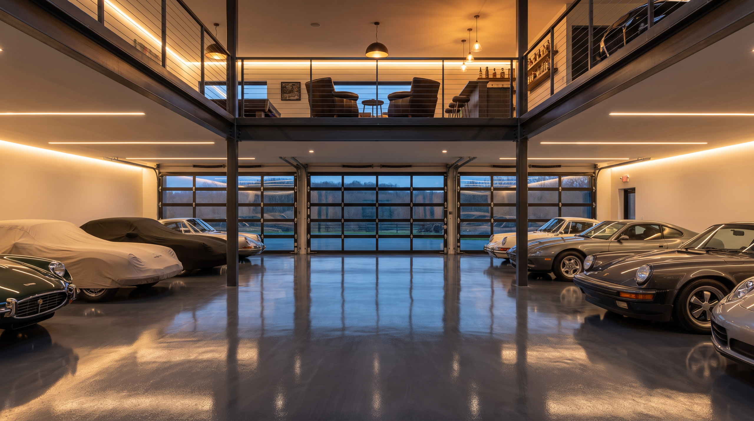 Private garage clubhouse of the type used by paid membership car clubs