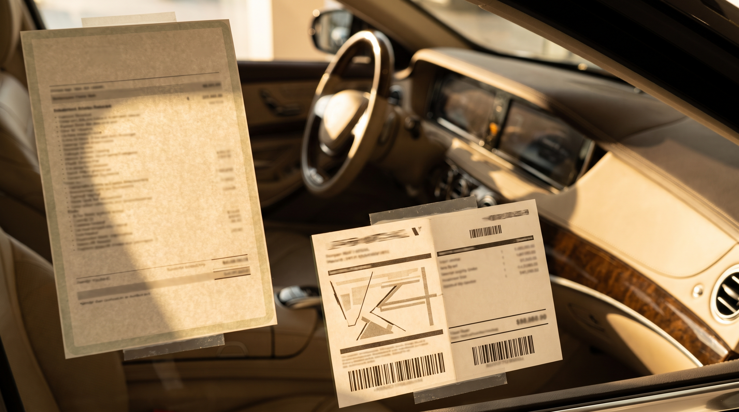 New car window sticker and pricing documents showing how car tariffs reach the buyer