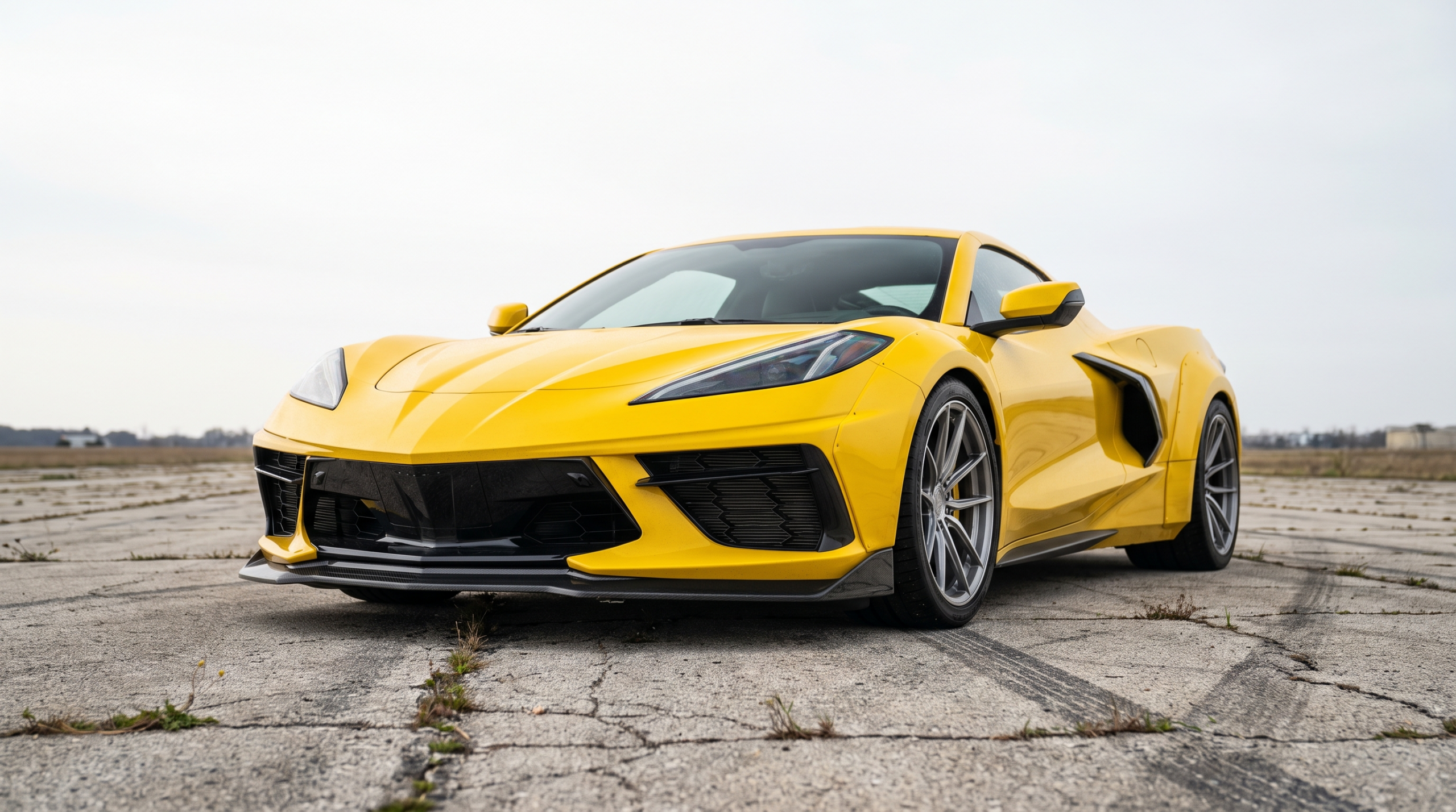 Corvette Zora concept realised as the 2026 ZR1X, front three-quarter view of the yellow American hypercar