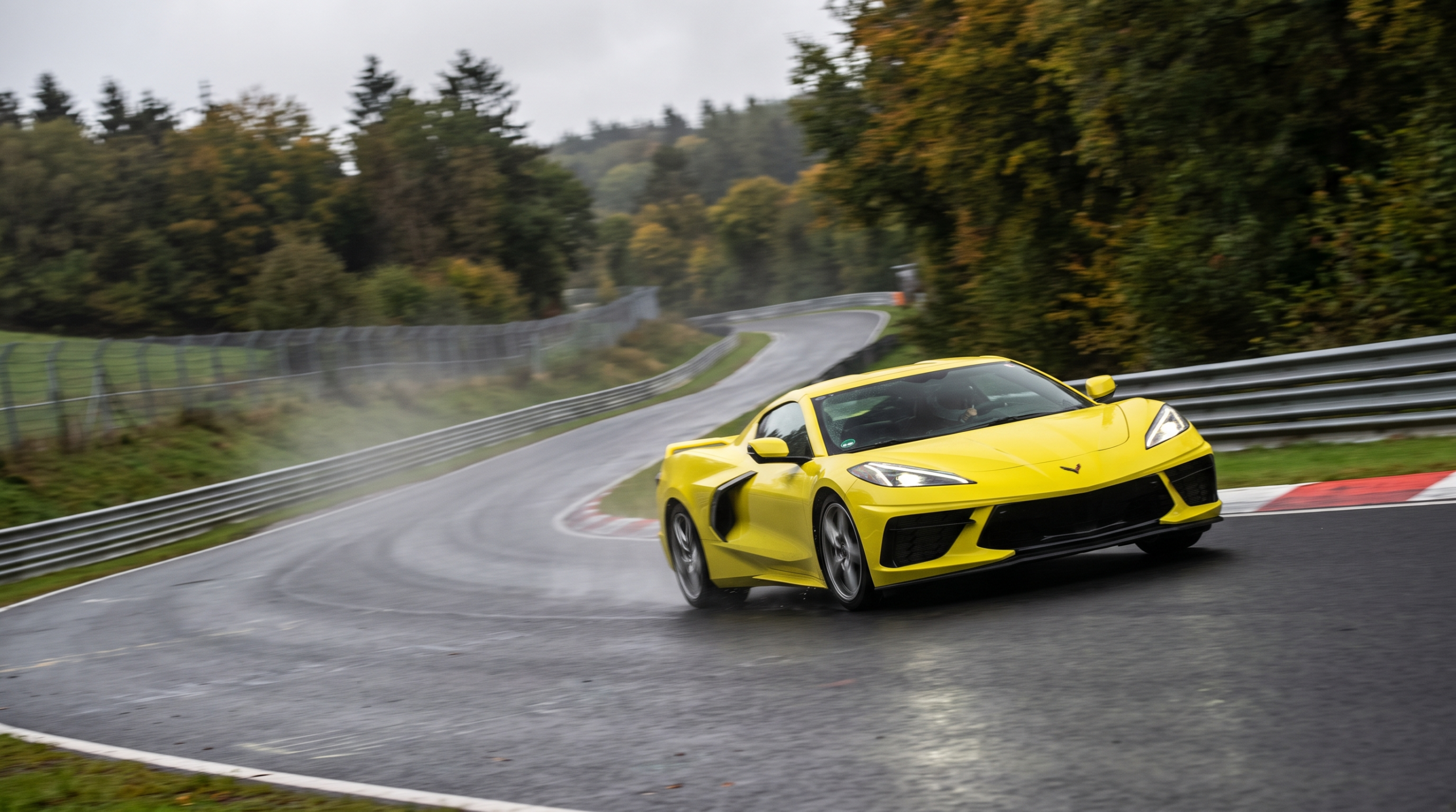 Corvette Zora as built, the ZR1X cornering hard on a European circuit
