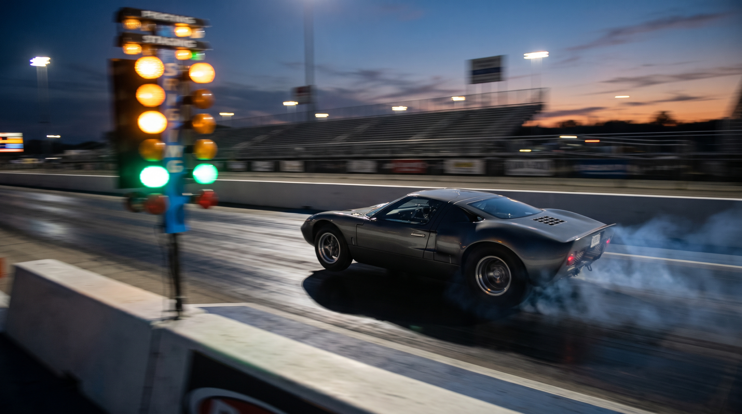 Prepped drag strip launch of the kind the Corvette ZR1X set its quarter-mile record on
