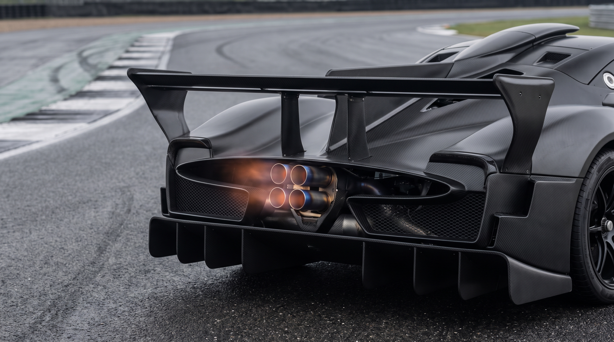 High carbon-fibre rear wing and diffuser of the type fitted to the Corvette ZR1X