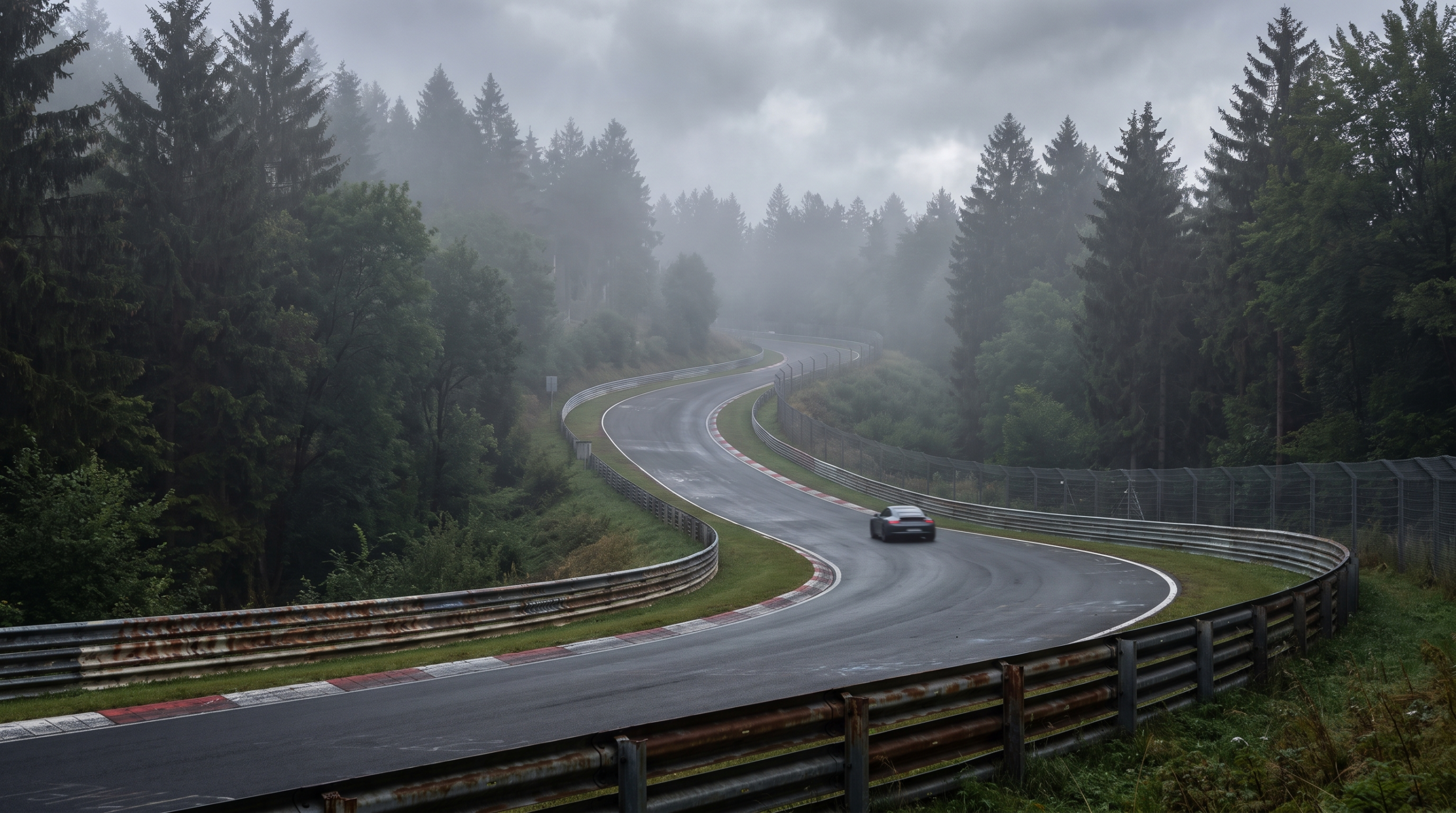 Forested German circuit of the kind where electric supercars lose time to combustion cars