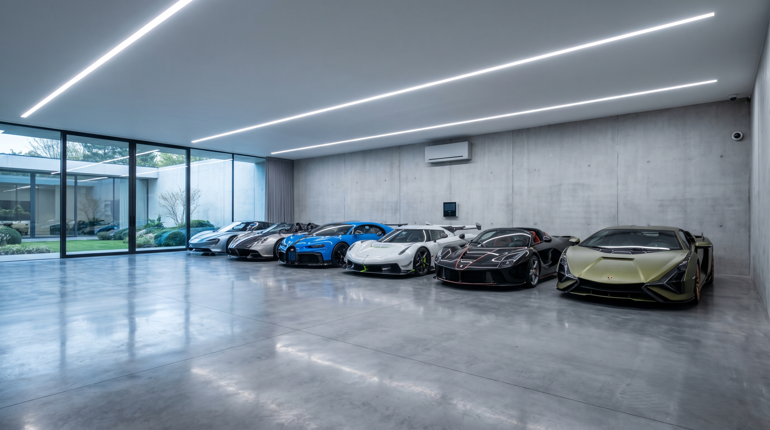 Exotic car financing and insurance: six exotic cars in a climate-controlled private collection garage