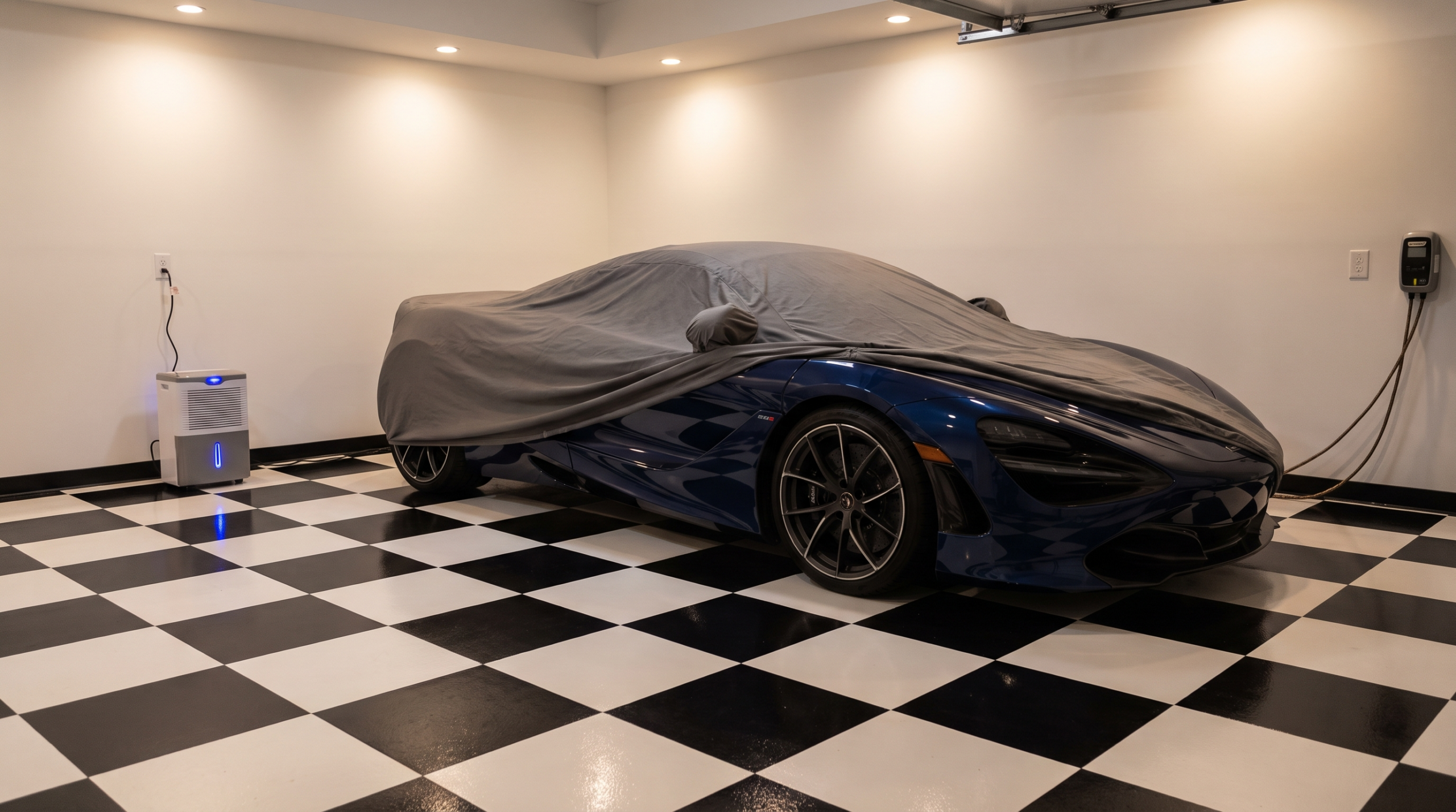 Climate-controlled storage for an exotic car — illustrative rendering