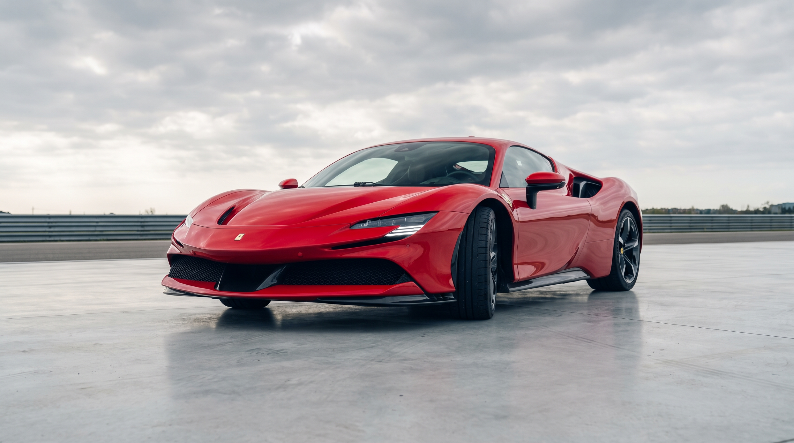 Ferrari 849 Testarossa front three-quarter view of the red hybrid supercar