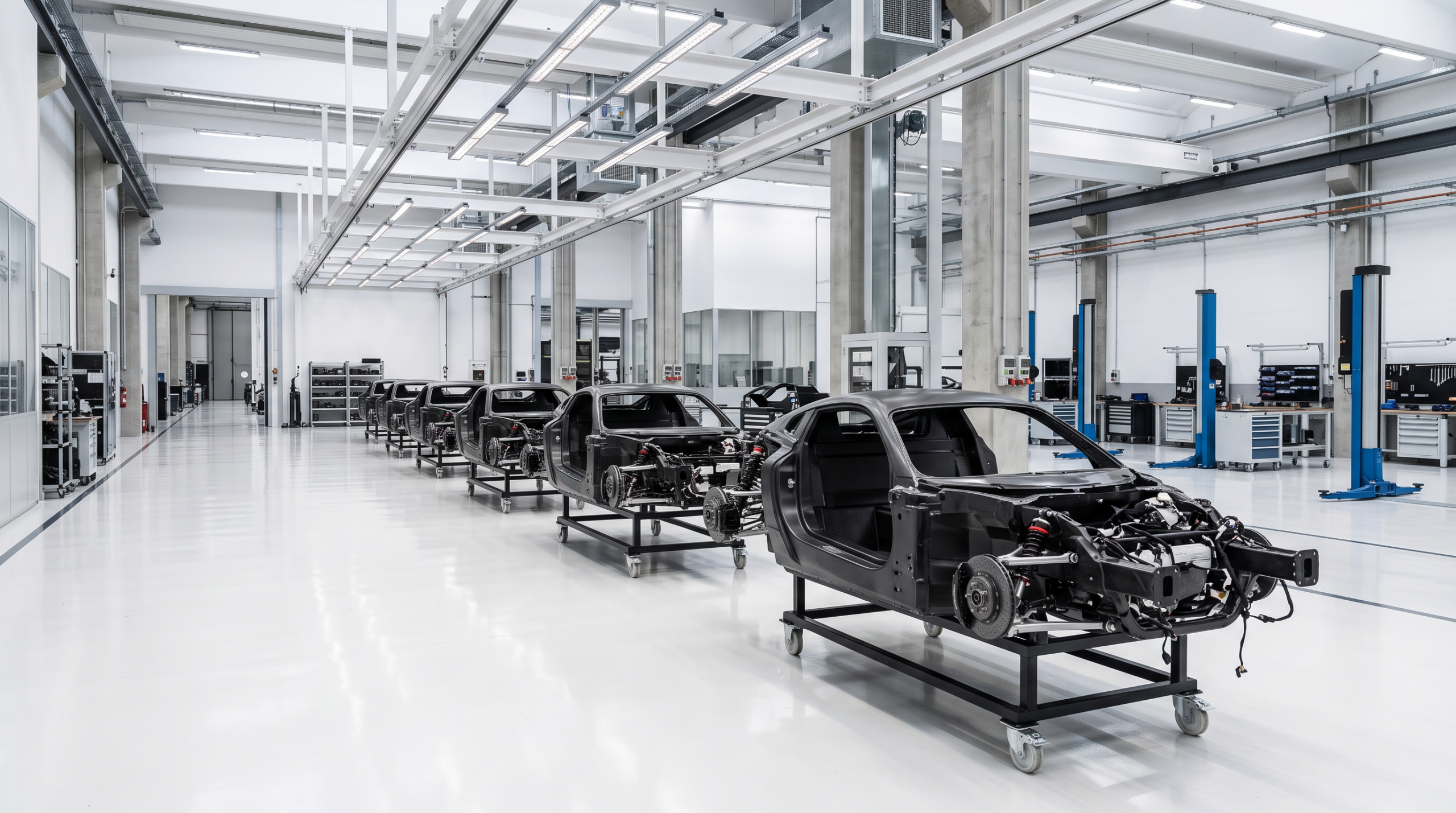 Supercar assembly hall of the kind Italian car brands still run today