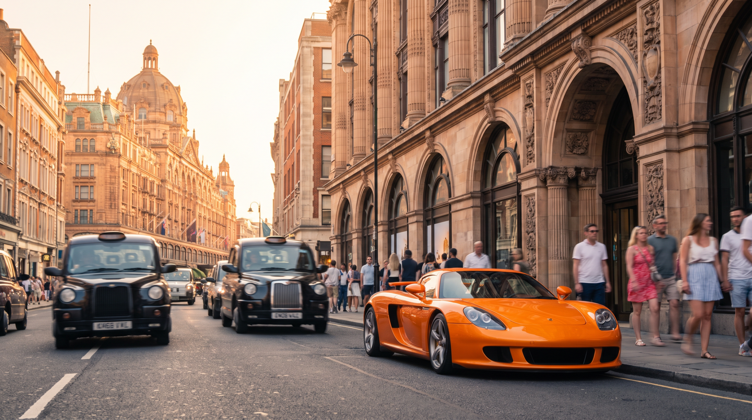 Supercar on an affluent city street, the image most lists of supercar capitals are built on