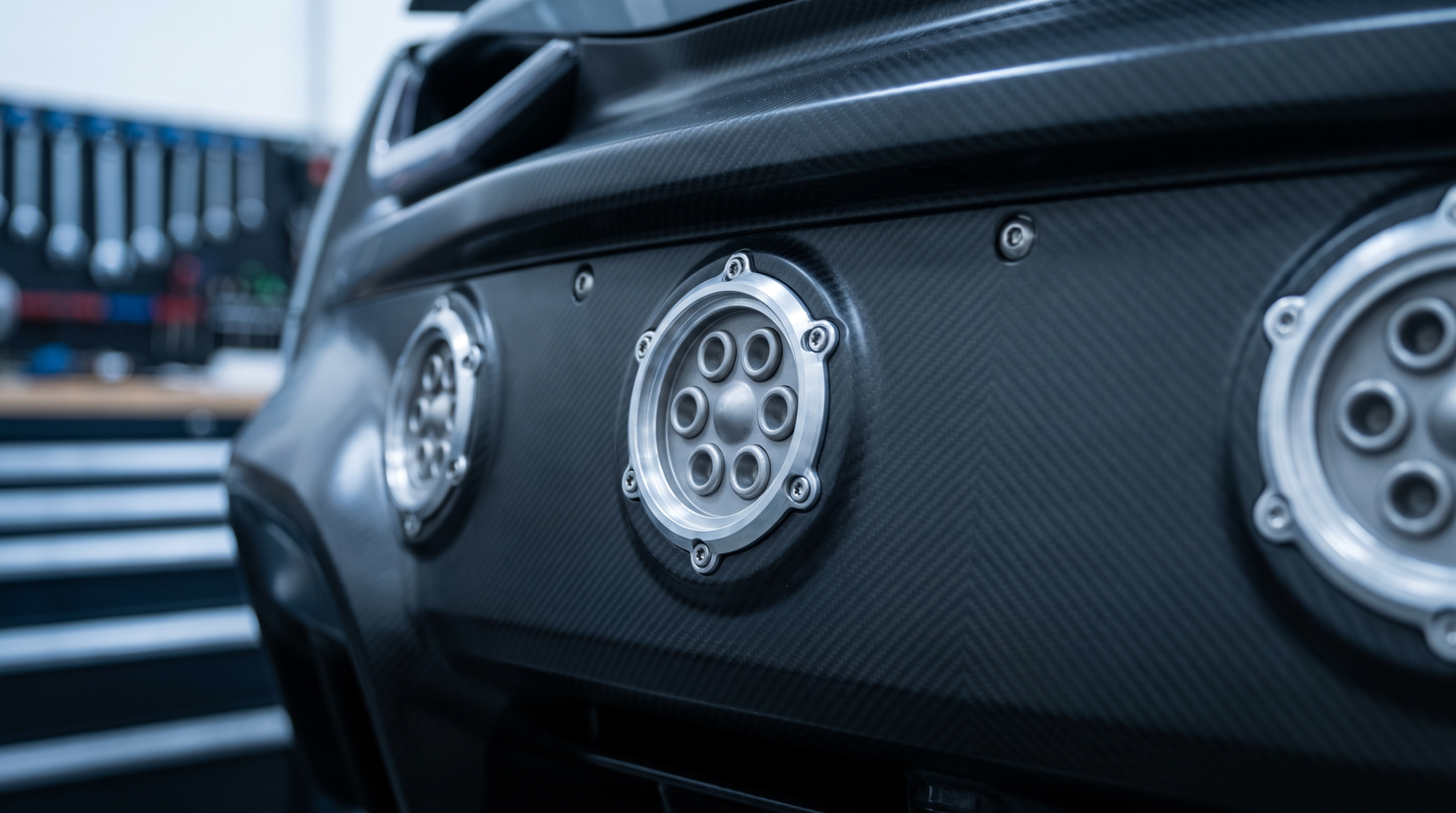 Cold gas thruster nozzles in a rear panel, the SpaceX package proposed for the Tesla Roadster