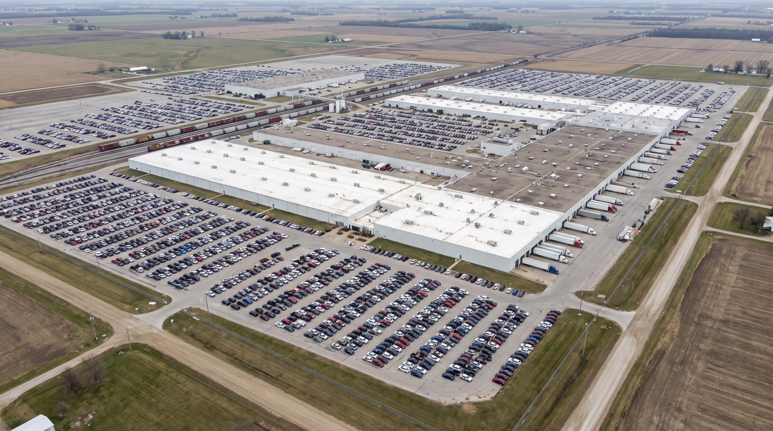 American vehicle assembly plant seen from above, where US auto production happens