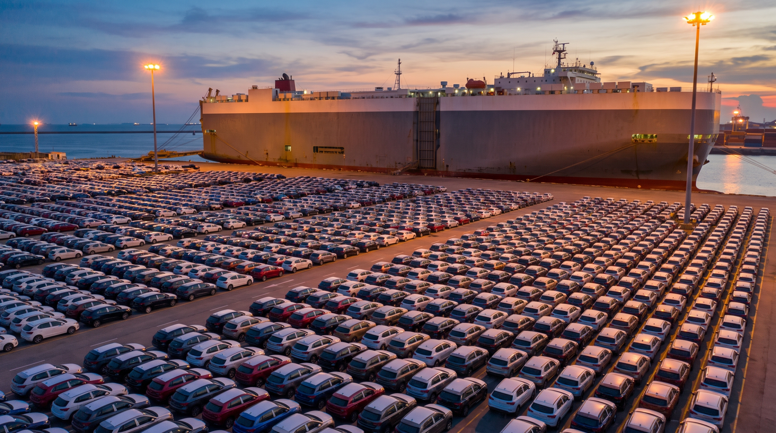 Vehicle import terminal at a US port, the trade side of US auto production